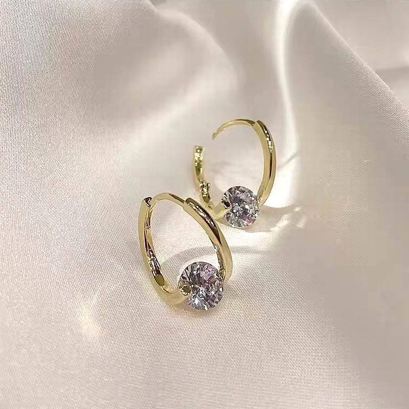 Anting Liontin Kristal Cubic Zirconia Gaya Korea Untuk Wanita