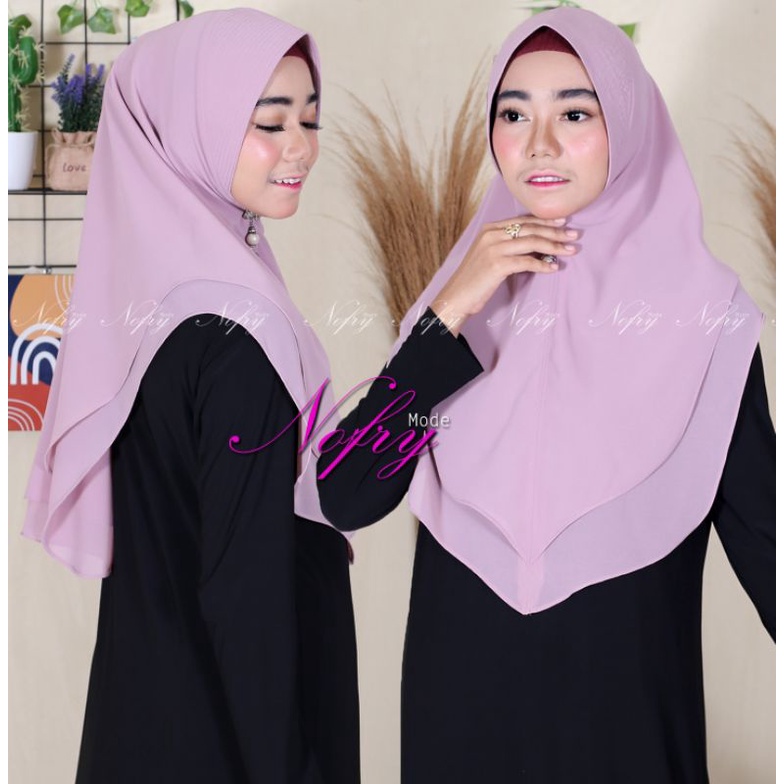 KERUDUNG ADIBA 2 LAYAR BAHAN CERUTY BEBIDOLL BELI 2 BONUS IKAT RAMBUT 1/KHIMAR ADIBA MODEL TERBARU 2
