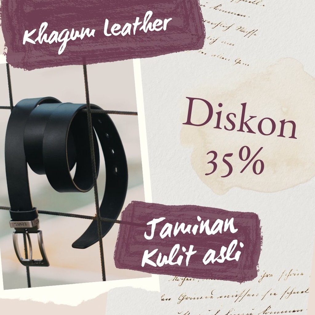 Gesper Pria Kulit Sabuk Kulit Selapis Aksesoris Pria Fashion Pria