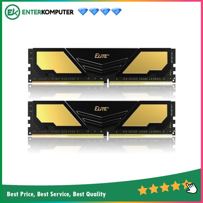 Memoryram Team Elite Plus Black DDR4 PC19200 2400Mhz Dual Channel 16GB (2X8GB)
