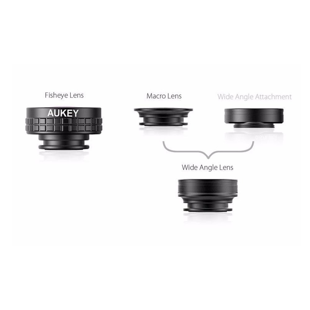 TERLARIS  AUKEY 180 Degree Fisheye Lens + Wide Angle + Macro Lens 3 in 1 PL-A1  TERLARIS