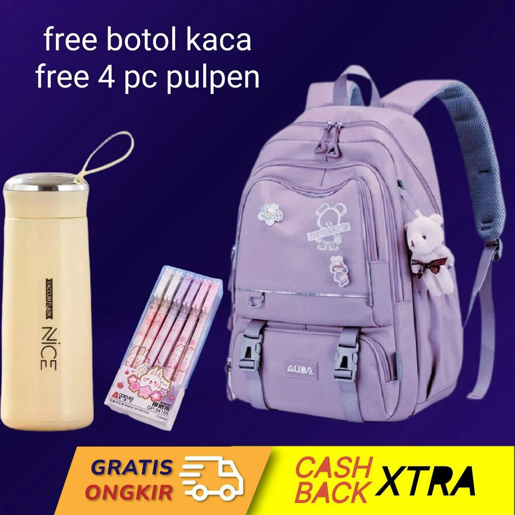 Tas Sekolah Anak Perempuan SD SMP SMA Ransel Kerja ORIGINAL Tas Sekolah Anak Laki-Laki Free Botol Minum Kaca 2023