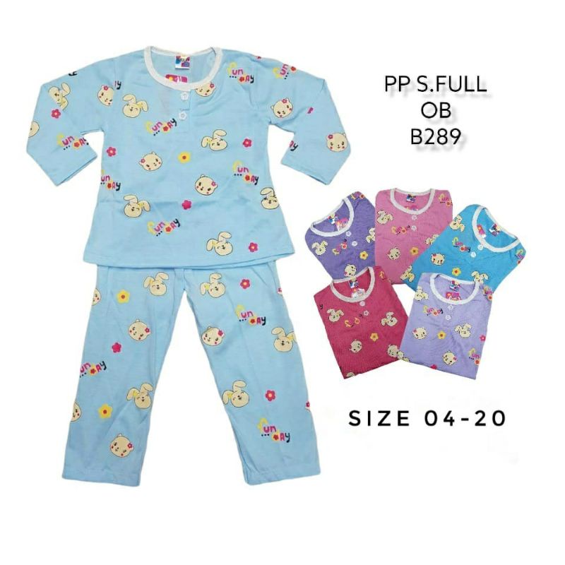 SETELAN BAJU TIDUR ANAK PEREMPUAN UMUR 2-6 TAHUN MOTIF FUNDAY