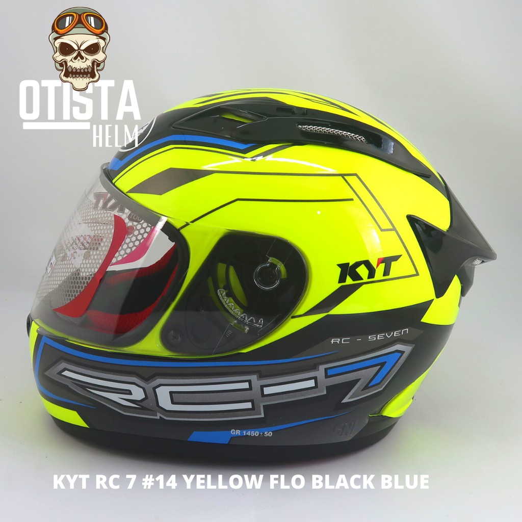 Helm Full Face Kyt Rc7 Rc Seven Rc-7 #14 Yellow Flo Black Blue Corak