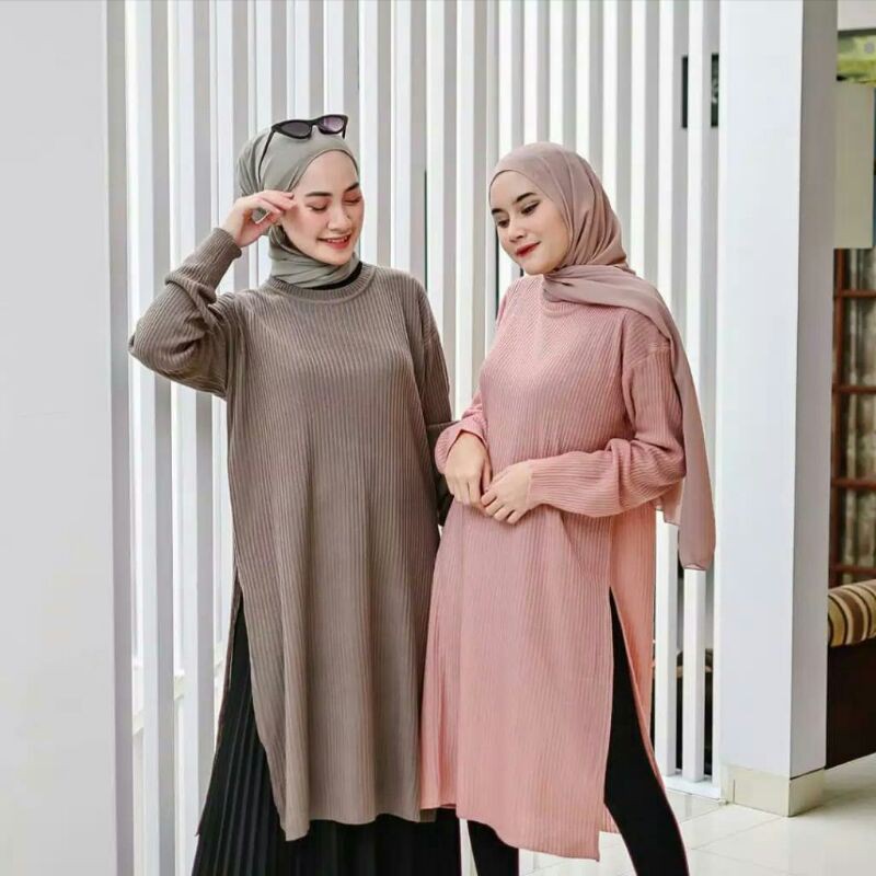 Sweater Tunik Slit Rajut Belah / Samping Double Kanan Kiri Premium