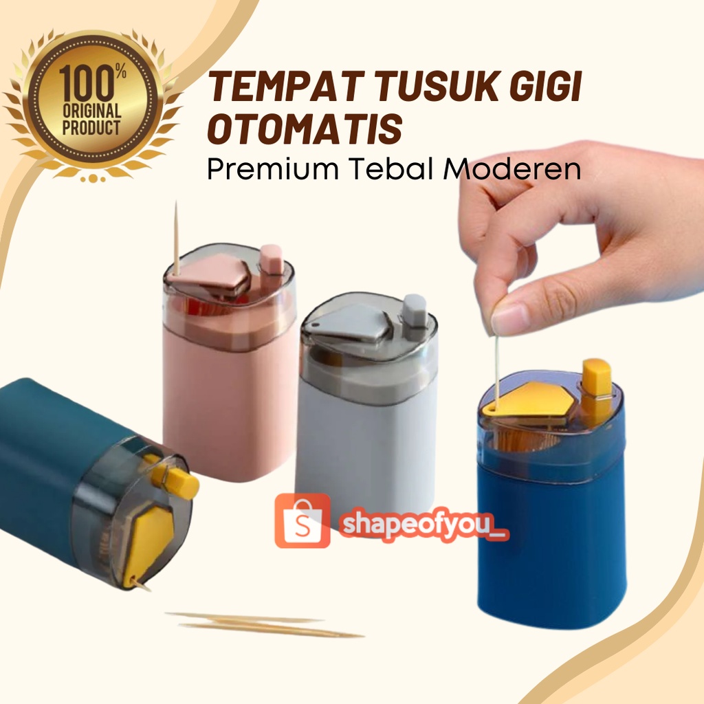 Tempat Wadah Tusuk Gigi Otomatis Unik Lucu / Tusukgigi Automatic Toothpick Holder Untuk Meja Makan Dapur Serbaguna Modern Minimalis Tooth Pick Dispenser Mini Murah Pink Abu Hijau