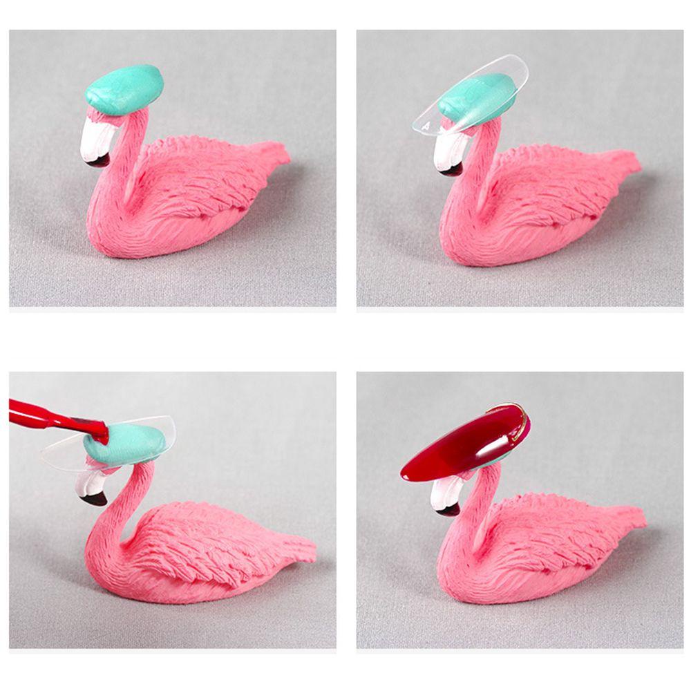 AUGUSTINA Agustinina Pemegang Ujung Kuku Palsu Pink Flamingo Kartun Salon DIY Manicure Tools Alat Pajangan Kuku Palsu Nail Art Training Nail Display Stand