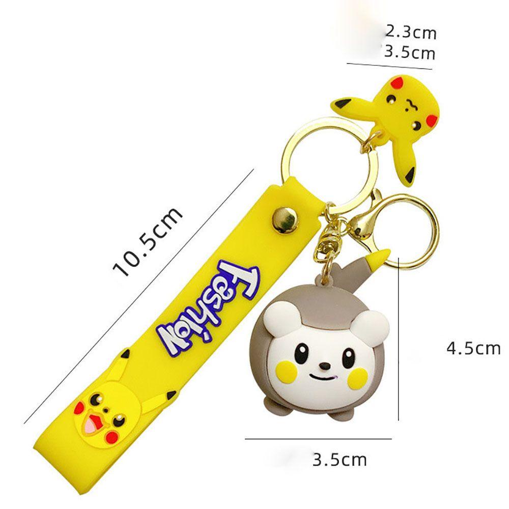 [Elegan] Kartun Gantungan Kunci Kreatif Pria Wanita Hadiah Pikachu Psyduck Pokémon Action Figure Ransel Liontin Alloy Key Lanyard