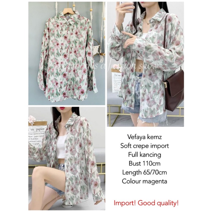 Vefaya Kemz Import Magenta [Baju Atasan Wanita 0141] Uh9