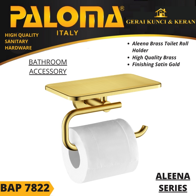 PALOMA BAP 7822 Tempat Tissue Toilet Holder Tisu Gulung Roll WC Mandi SATIN GOLD