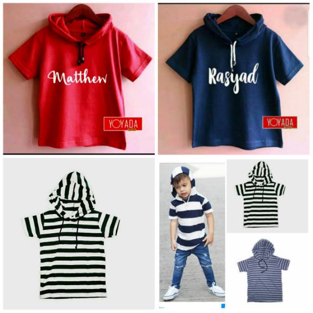  Kaos  Hoodie  stripe anak  bisa pakai nama Shopee Indonesia