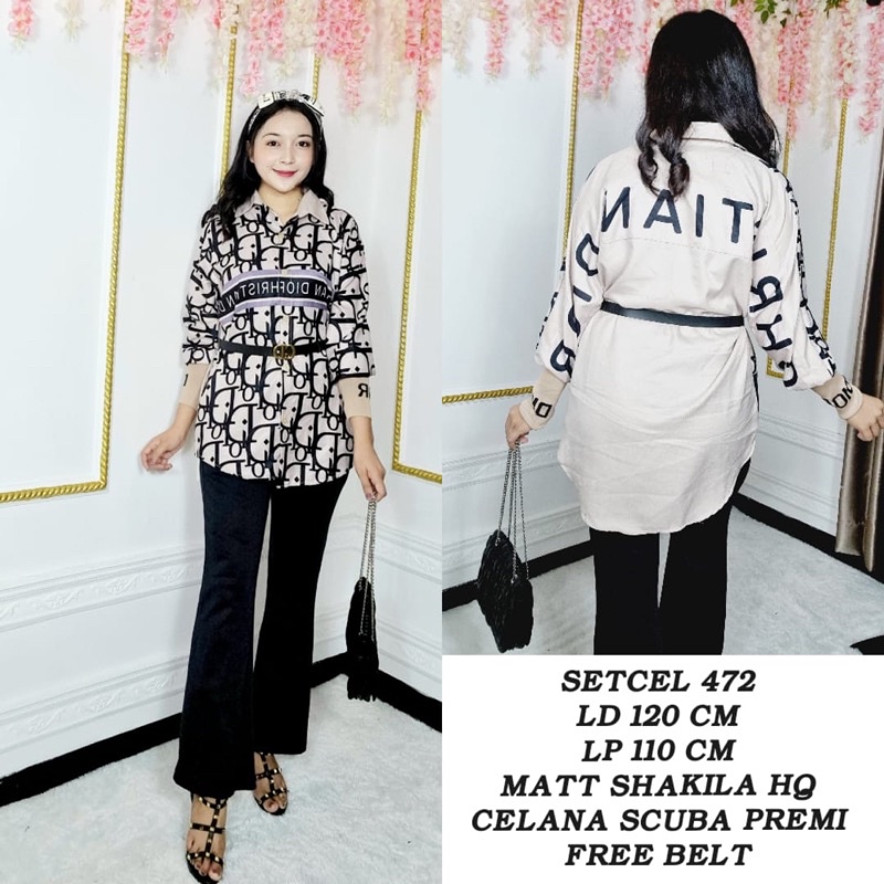 SETCEL DIO ( kemeja + kulot )-COMBI DR BROWN