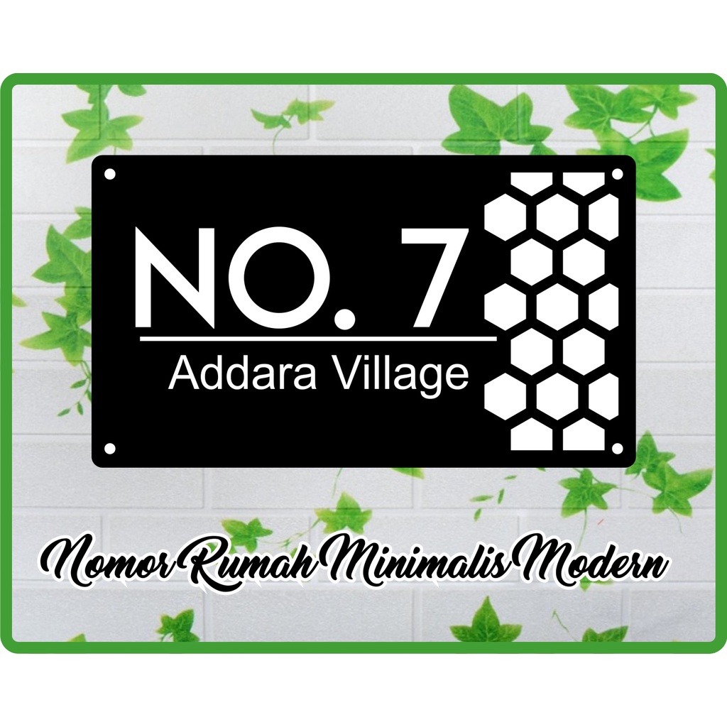 PAPAN NOMOR RUMAH AKRILIK | NOMER RUMAH AKRILIK | NO RUMAH AKRILIK | ALAMAT RUMAH TIPE  HEXAGON MINIMALIS MODERN