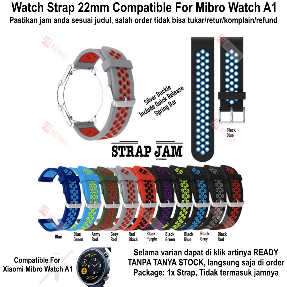 NSB Strap Mibro Watch A1 - Tali Jam Tangan 22mm Silikon Rubber Lubang Lubang