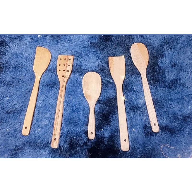 Sutil/Sendok/Spatula/Sodet Kayu Mahoni set isi 5 pcs