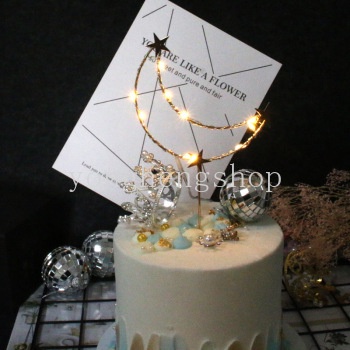 Topper Kue Bentuk Bulan Bintang Mahkota Bahan Besi Untuk Dekorasi Pesta Ulang Tahun Pernikahan Baby Shower