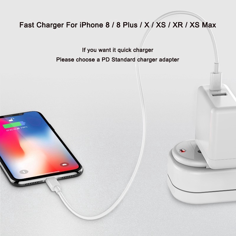 Kabel Pengisian Cepat /USB C ke / 18W 3A /Kabel Data untuk iPhone 11 Pro XS Max 8 Plus