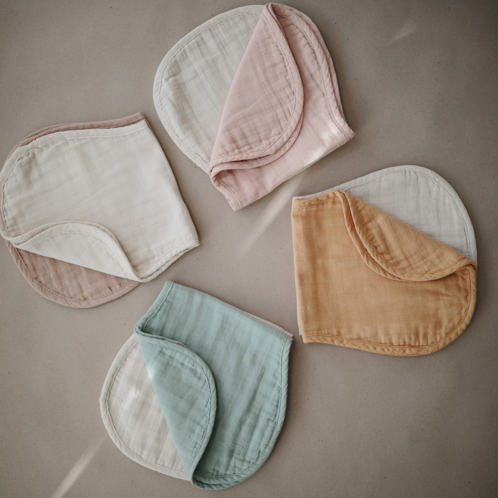 Mushie Muslin Burp Cloth Organic Cotton 2-Pack | Kain Sendawa Gumoh Muslin Katun Organik