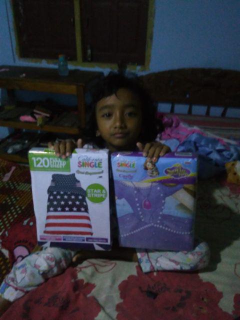 Sprei California Single 120x200 Motif Star And Strip/mirah/pikachu/castle Sofia/green Shapire