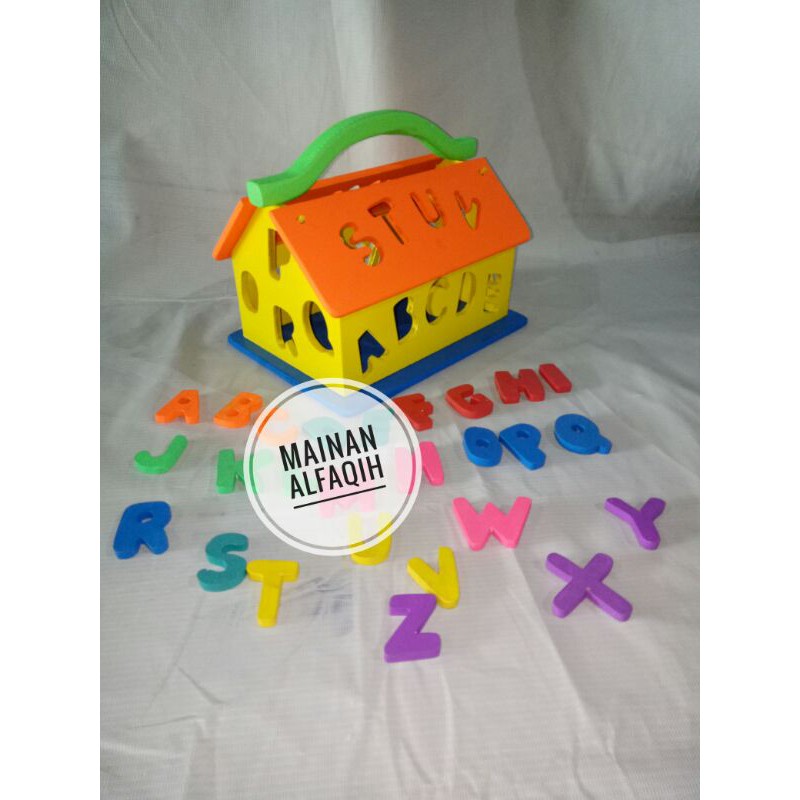 Mainan Edukasi Anak / Rumah Huruf Abjad / Mainan Rumah Pintar / Mainan Huruf Kayu / Mainan Edukatif
