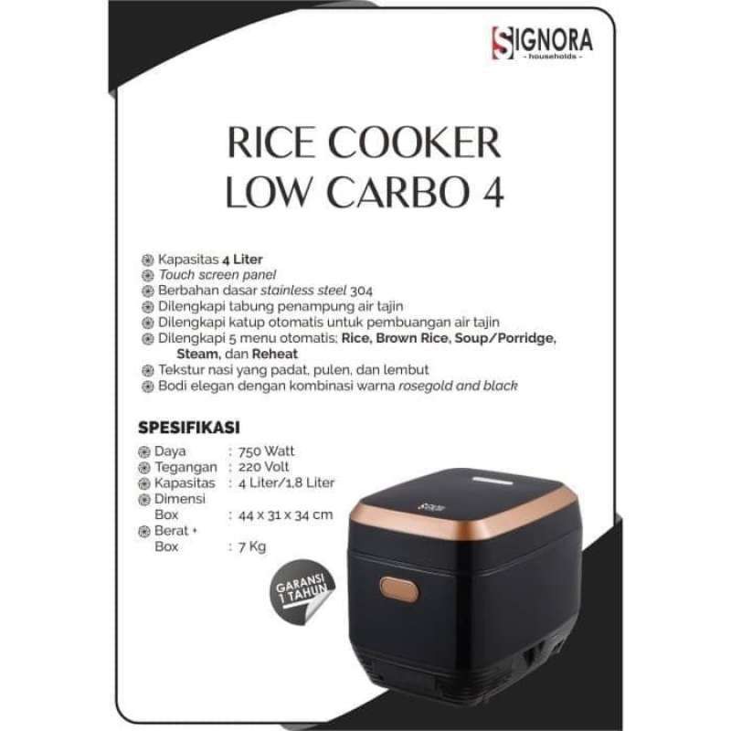 Signora Rice Cooker Low Carbo 4 Bonus Hadiah Kategori 6