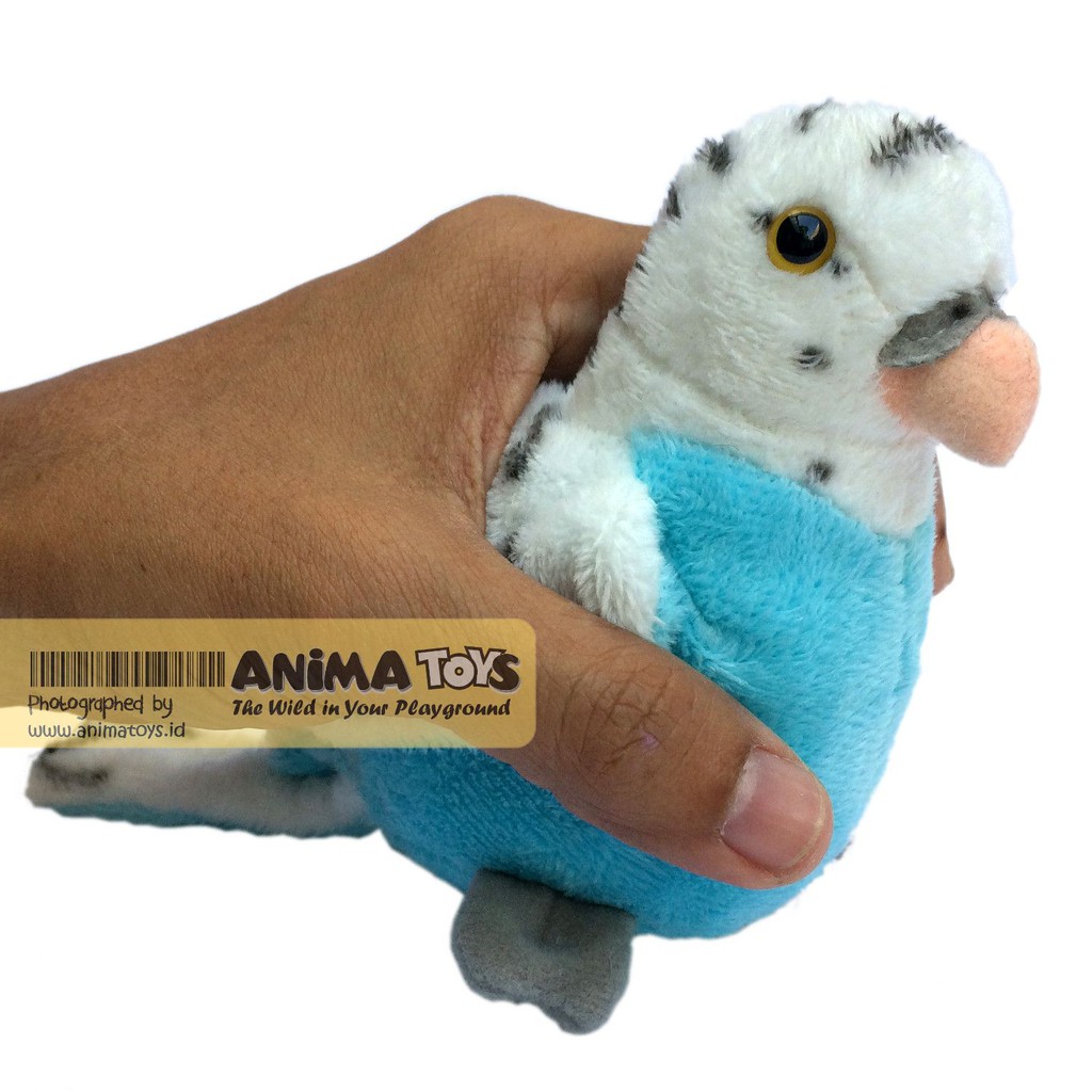 Boneka Hewan Burung Parkit Biru Mini Blue Parakeet Animatoys SBI024
