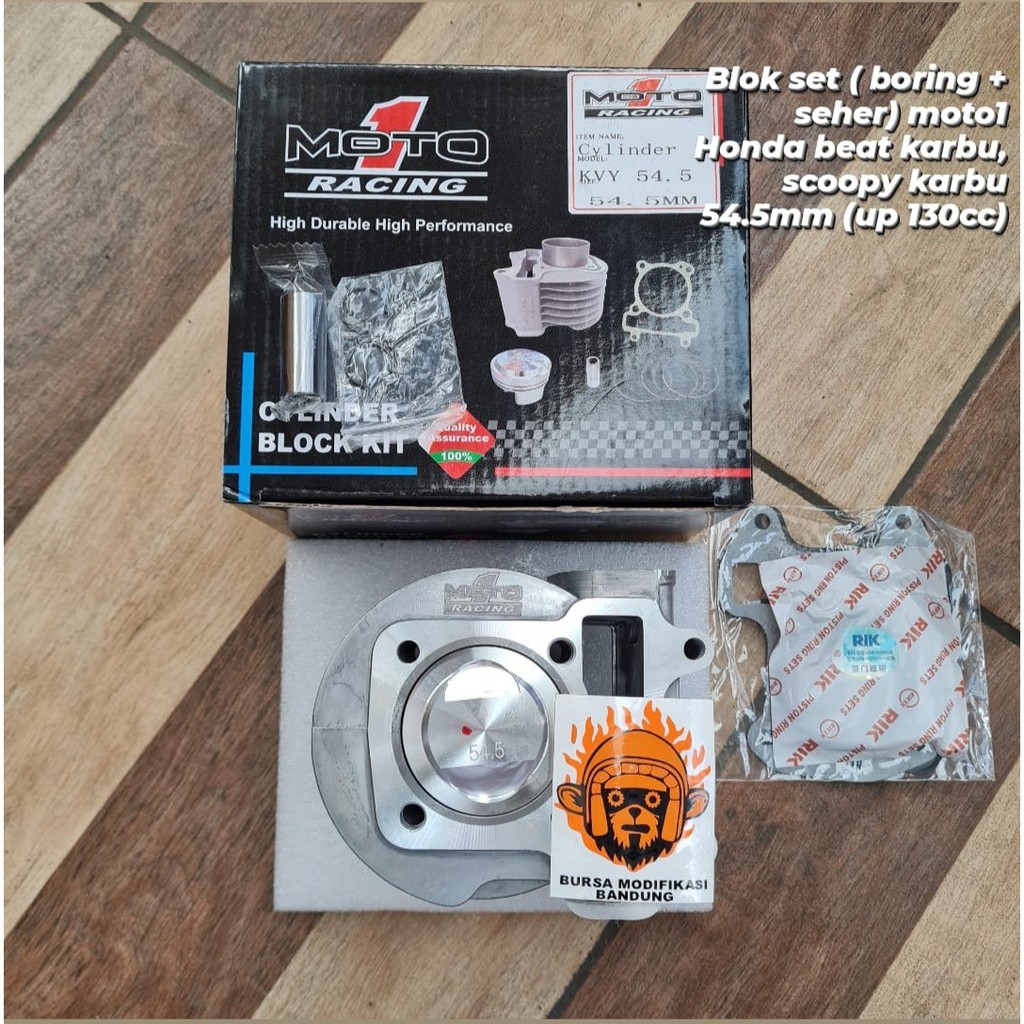 PAKET BOREUP BLOK MESIN 54.5 mm BEAT SCOOPY SPACY KARBU MOTO1 BORE UP boring blok seher