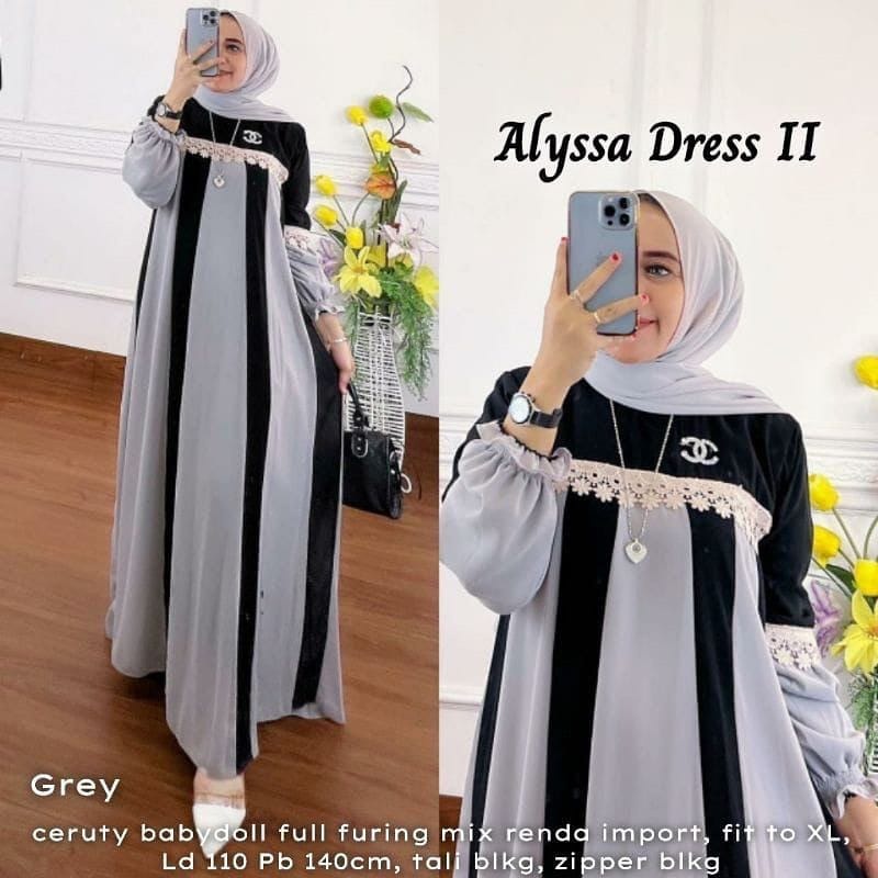 Baju Gamis Wanita Muslim Terbaru Sandira Dress cantik Murah kekinian GMS01-2