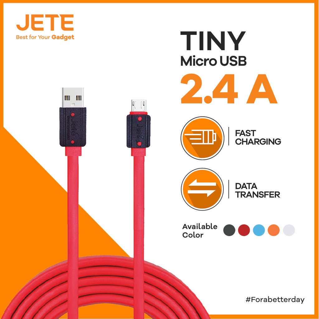 Kabel USB Micro Fast Charging JETE Tiny Original - Garansi Resmi 2 Tahun