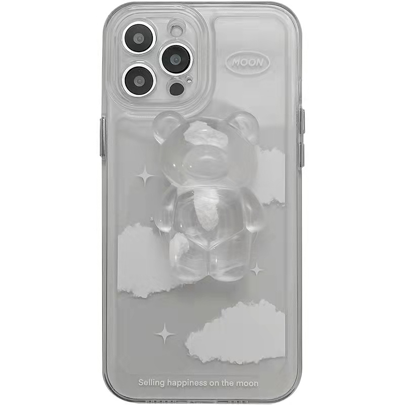 Case Akrilik Transparan 13 Pro 13prm Dengan Holder Beruang Untuk iPhone 11 7Plus 8Plus Xr XS 13 12 Pro Max