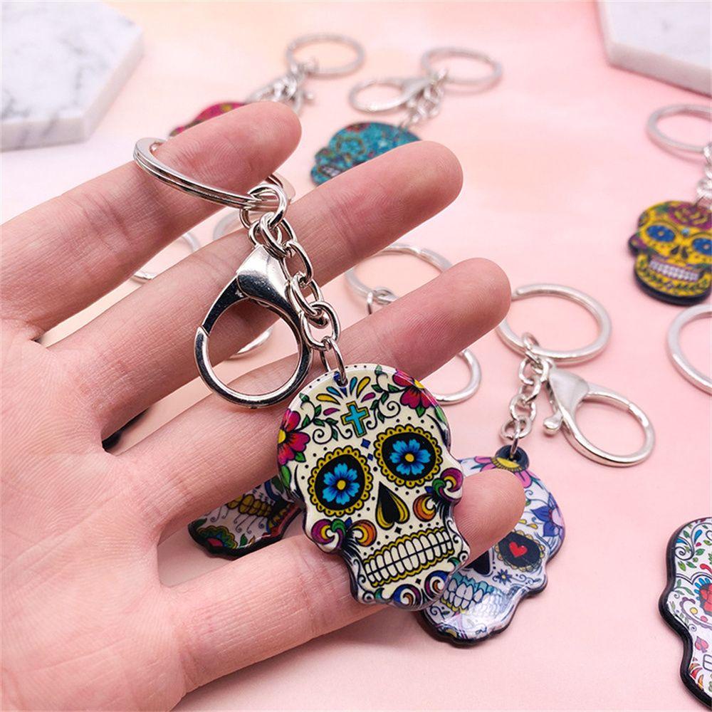 Gantungan Kunci Tengkorak Nanas Charm Calavera Mexican Acrylic Keyring