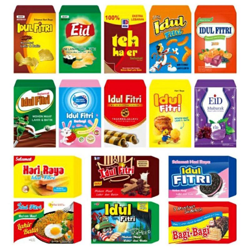 

Amplop Lebaran Snack Angpao Lebaran Snack sudah di lem rapi ecer perpack kecil isi 8 amplop