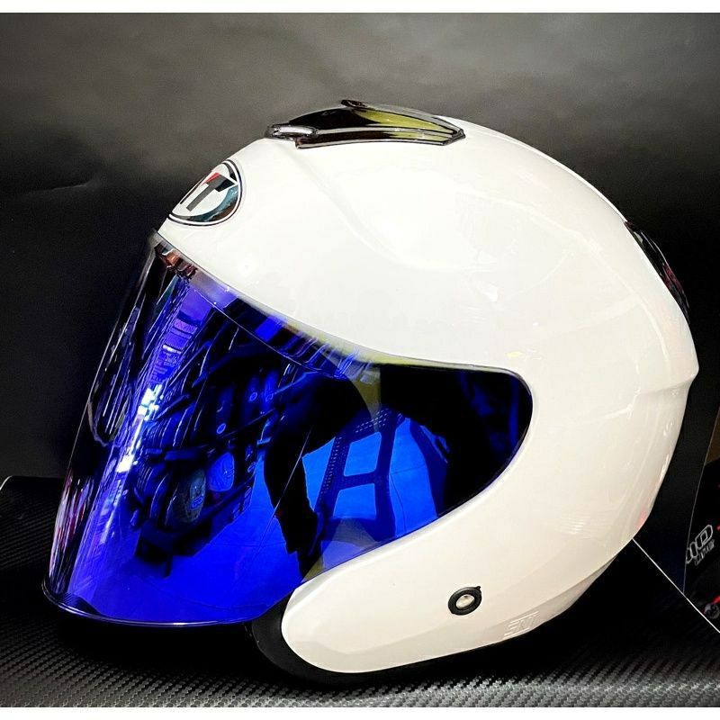 HELM KYT KYOTO MERK DYR PAKET GANTENG  (KYOTO REPLIKA)-Putih kaca biru