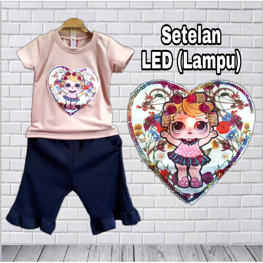 stelan anak cewek led  baju  setelan anak lampu led  baju  