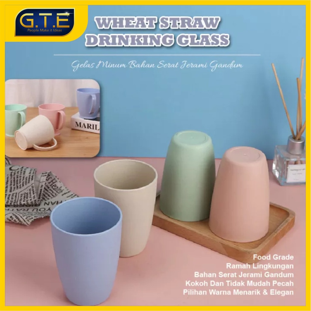 GTE | Gelas Wheat Straw Kopi Mug Cangkir | Gelas Gandum Kokoh | BPA Free | Gelas Bahan Jerami | Gelas Praktis Tanpa Pecah