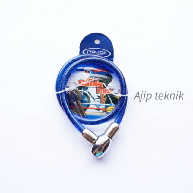 Kunci Sepeda Kepala Besi / Cable Lock Sepeda (Warna Random)