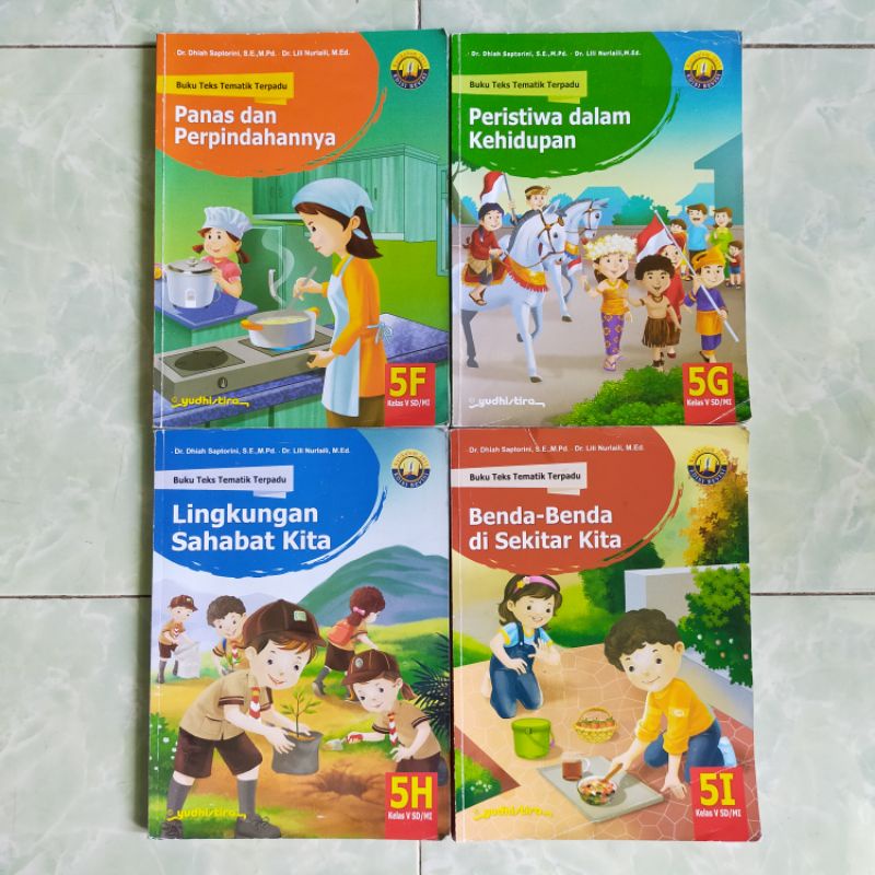 Paket 4 buku bekas original : Buku Teks Tematik Terpadu SD/MI kelas 5 jilid 5f-5i revisi by Yudhisti