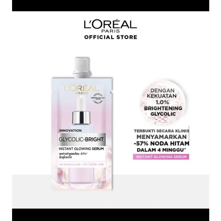 LOREAL GLYCOLIC BRIGHT day, night and serum sachet/tube7,5 ml