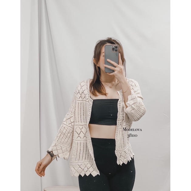 MDLV ~ 38110 Zigzag Crochet Cardigan Brukat Cardigan Premium Cardigan Lengan Panjang Fashion Import