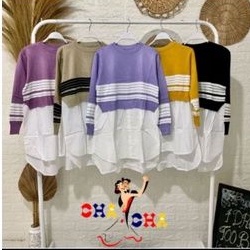 RAJUT KOMBINASI / TUNIK RAJUT / TUNIK KOMBINASI / TUNIK IMPORT / TUNIK WANITA