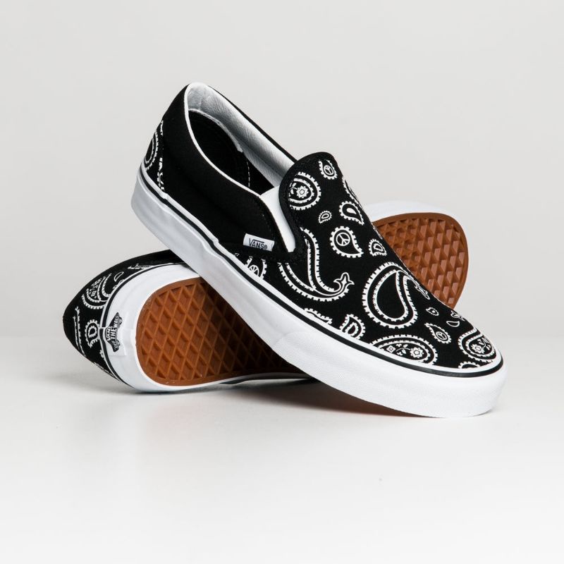 Vans Slipn On Peace And Paisley Black True White Original