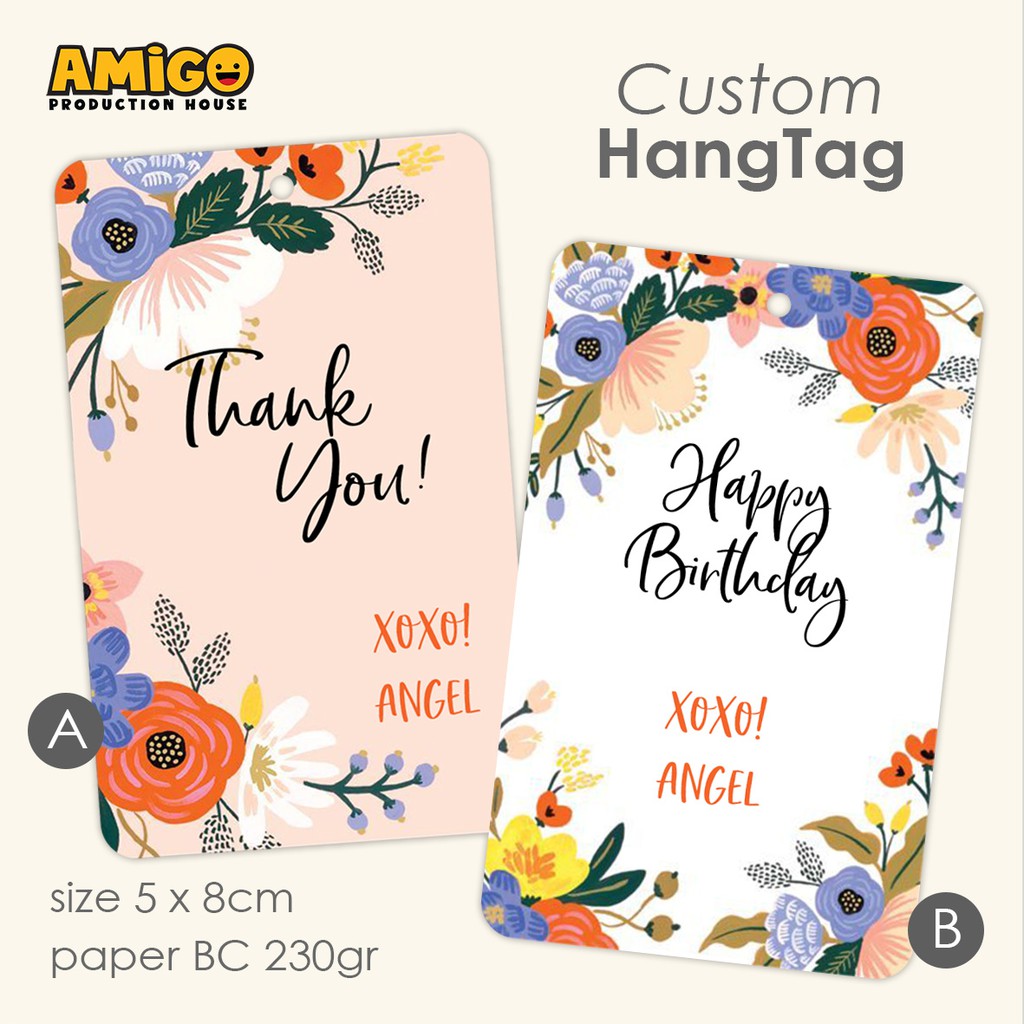 

Hang Tag Kado Parcel Hampers Box CUSTOM Tulisan Birthday Ulang Tahun Thank You Gantungan Kertas