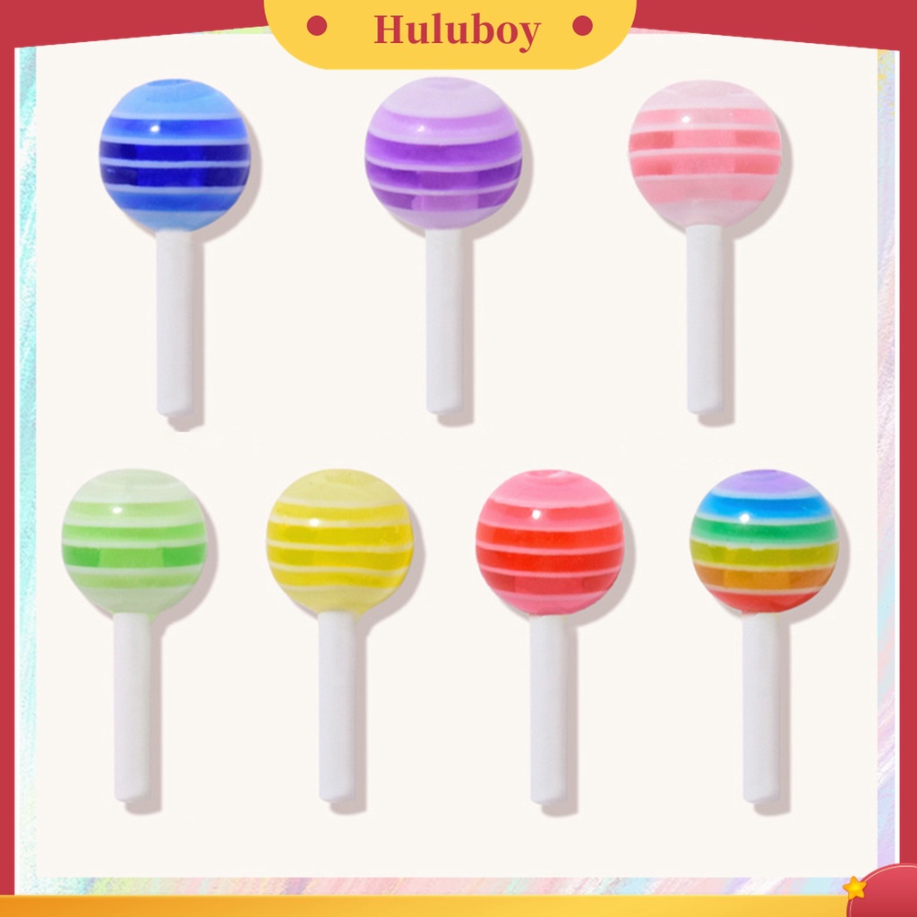 Huluboy Huluboy♡ 5pcs / Set Ornamen Permen Lolipop 3D Bahan Resin Clay Untuk Dekorasi Manicure