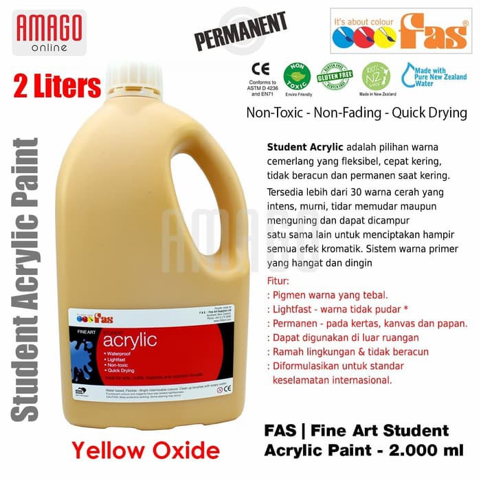 FAS - STUDENT ACRYLIC PAINT - 2 LITER - YELLOW OXIDE