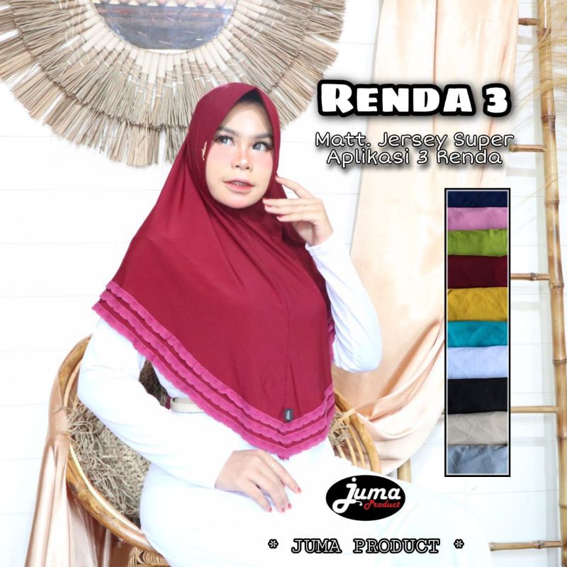 JILBAB INSTAN RENDA 3 ORIGINAL JUMA/JILBAB JERSEY SUPER/JILBAB RENDA/ORIGINAL JUMA