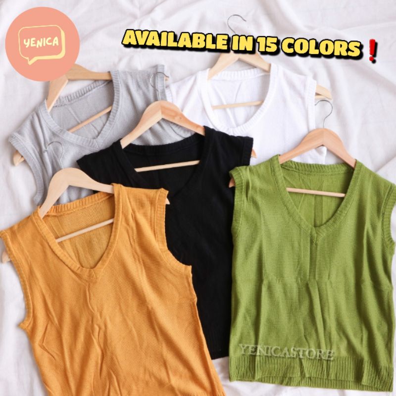 VEST RAJUT POLOS VEST ROMPI WANITA VEST WANITA KOREAN FASHION KOREA FASHION OUTER OUTWEAR ATASAN RAJ