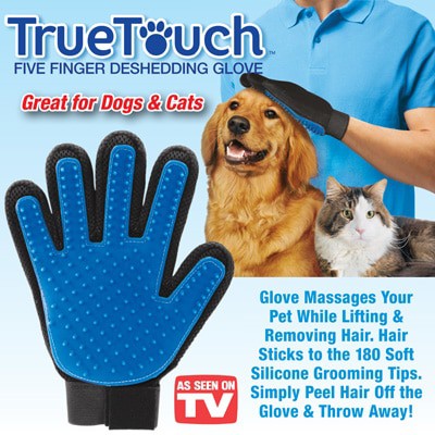 True Touch - Sarung Tangan Pemijat Perapi Bulu Hewan Anjing Kucing