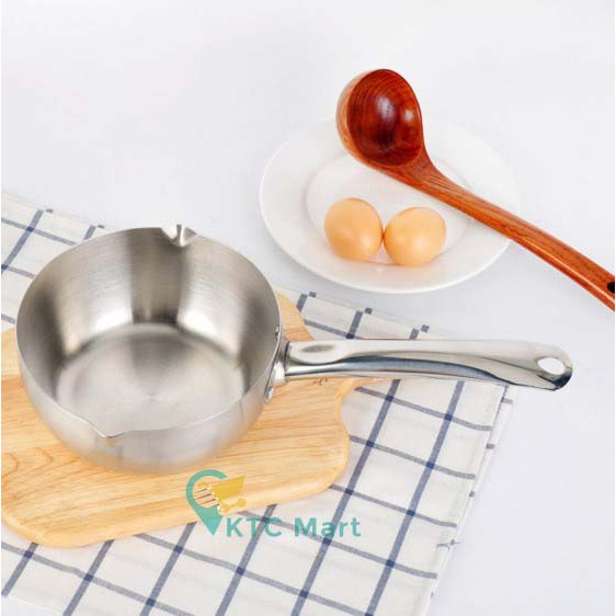 KTCmart - Pan Stainless Steel 22 cm / Panci Gagang Satu / Panci Masak Indomie/ Panci Susu