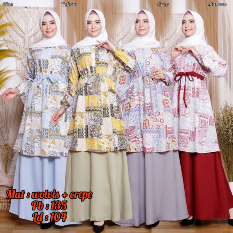 Gamis Bunga Polos Gamis harian rumahan