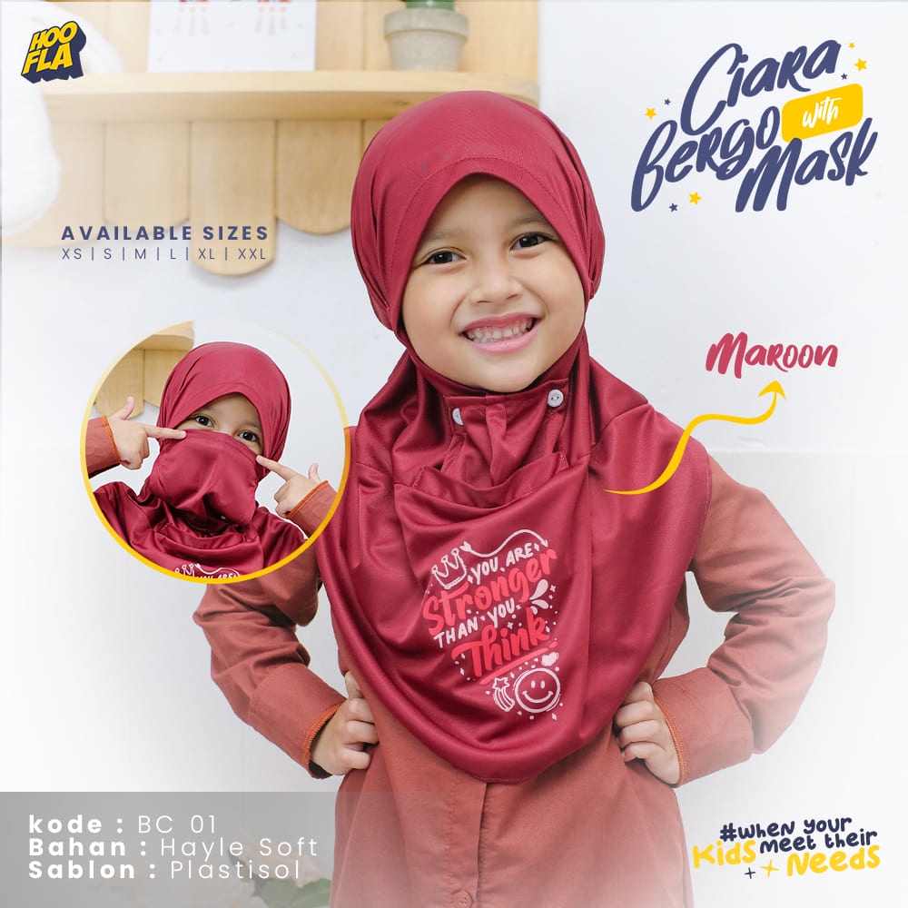 Hooflakids Hijab Kerudung Anak Perempuan Ciara Bergo